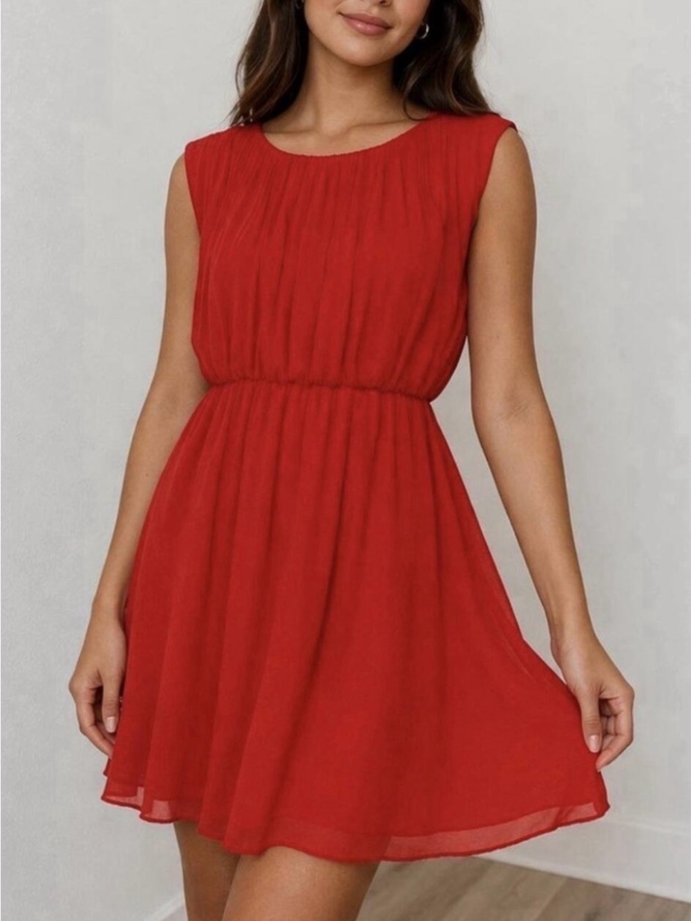 Alice + Olivia Red Sleeveless Silk Mini Dress